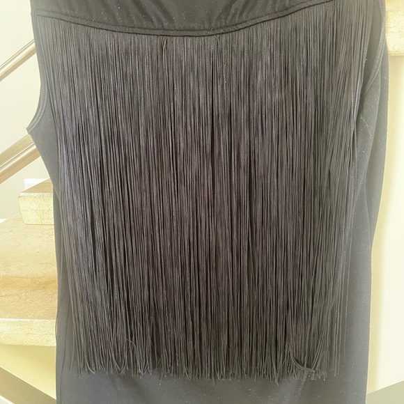 VINTAGE Moschino Black FRINGE Top with Red Rose - Picture 8 of 16